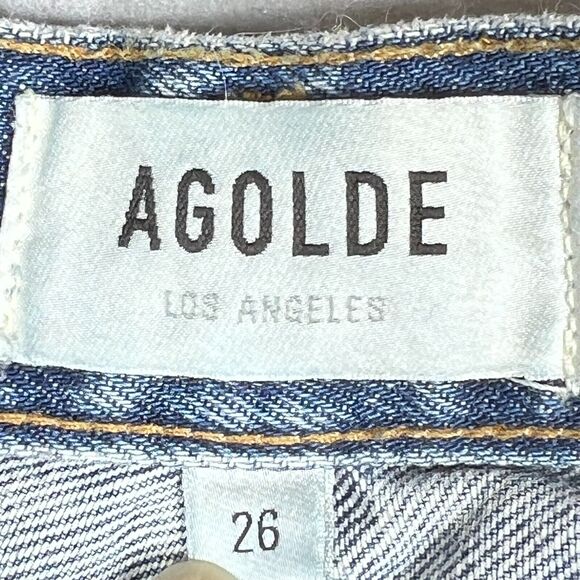 Agolde Jeans Womens 26 Blue Riley High Rise Crop Button Fly Raw Hem Inseam 25 in - Picture 6 of 16